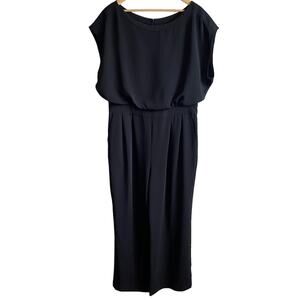 Eliza J Cap Sleeve Bateau Wide Leg Jumpsuit Black 14
